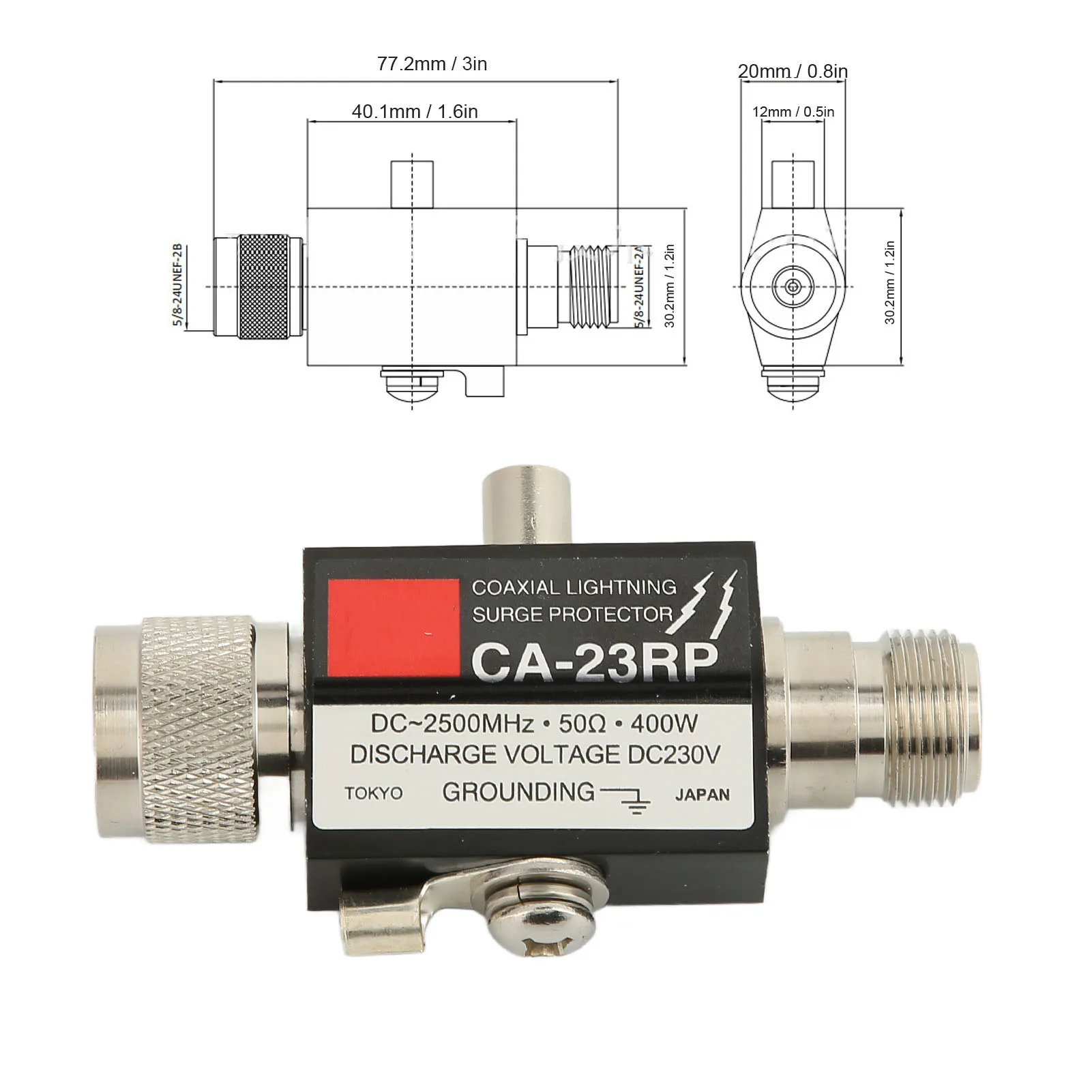 CA-23RP 400W Surge Arrester Male to Female Surge Protector for Walkie Talkie Antenna
