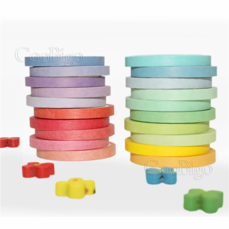 20Rolls Washi Tape Rainbow Adhesive Tape Solid Colors Decorative Masking Tape for Notebook Diary Album Journals DIY 3mm 4