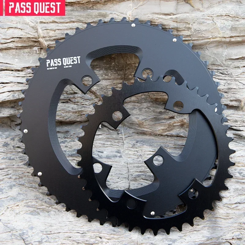 Road Bike Chainring PASS QUEST Double Sprocket 46-33T/48-35T/50-34T/52-36T/53-39T54-40T HOLLOW/Closed 110BCD Chainring For Ultegra R7000,R8000,105, road bike chainring