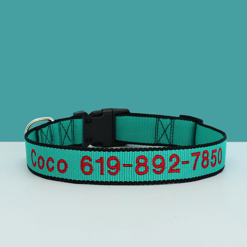 Nach Großen Hund Kragen Personalisierte Bestickte Haustier Welpen Kragen Stickerei Hund Lieferant Einstellbare Für Kleine Medium Large Hund – Detail 11