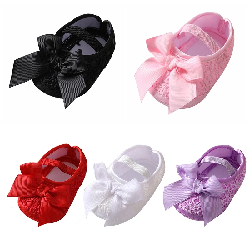 Infant Baby Girl Satin Bowknot Princess Shoes + Headband Set Soft Sole Shoes Lovely Princess Lace Non Slip Walker 0-18M 3