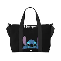 Custom Cute Stitch Beach Tote Bag Women Cartoon Big Compartment Beach Gym Travel Bags 1