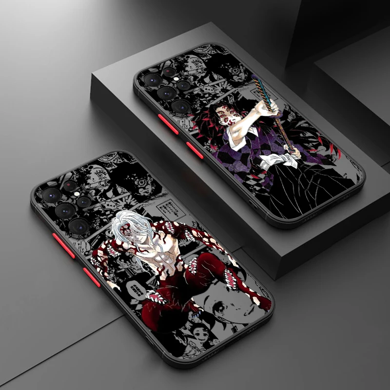 Матовый Прозрачный чехол для телефона Yoriichi Muzan Samsung A72 A54 A53 A52S A34 A32 A33 A24 A23 A22S A02 Lite, рассекающий демонов
