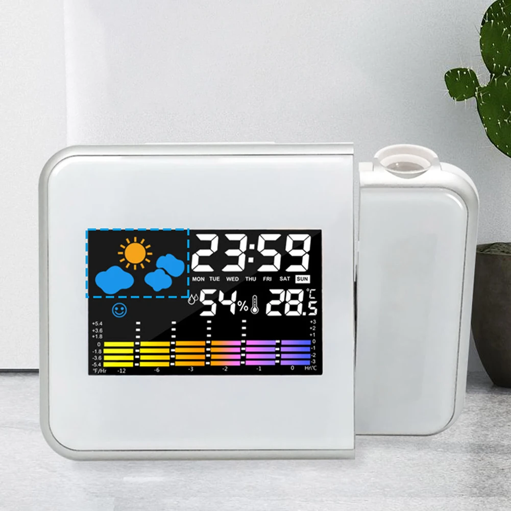 Projection Clock Digital LED Projector with Night Backlight Smart Alarm Clock for Home Bedroom Desk Table Thermometer Hygrometer