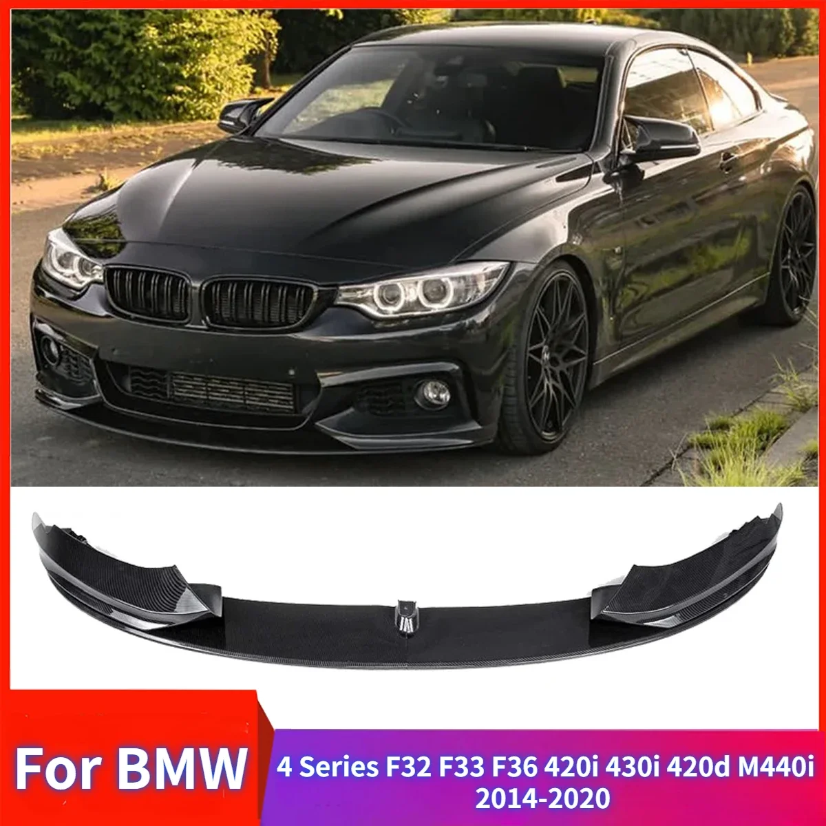 Cubierta De Alerón Lateral Para Parachoques Delantero BMW Serie 2 F22 F23 - Color Negro, Plástico, 2014-2022