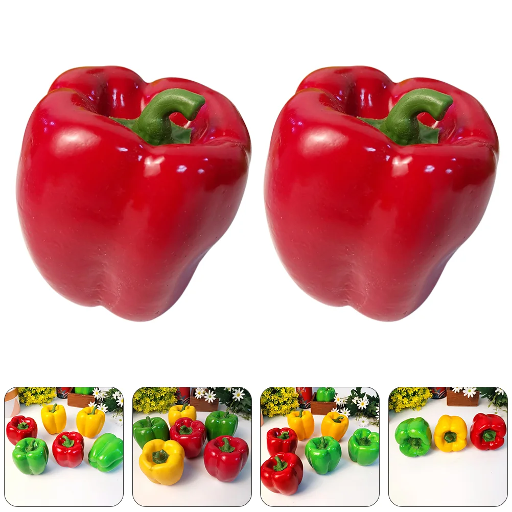 

2 Pcs Window Artificial Bell Pepper Child Fruit Faux Veggies Decor Foam Peppers