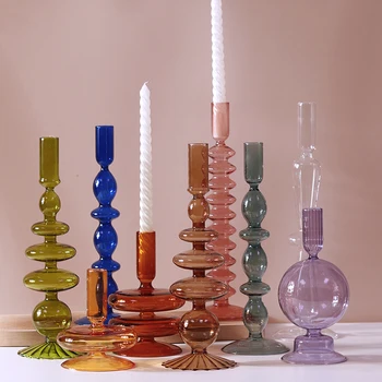 Glass Candle Holders Room Home Decor Living Romantic Candlestick Holder Wedding Birthday Dinner Decoration Portavelas Vintage