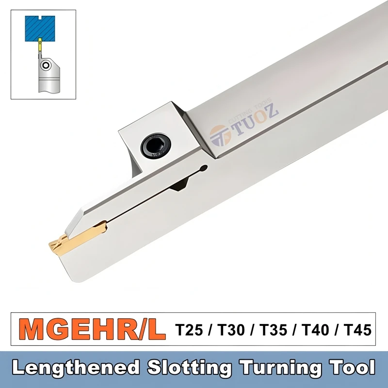 TUOZ Lengthened Slotting Turning Tool MGEHR 2020 2525 -2T25 -2T30 -3T25 -3T30 -3T35 -4T30 -4T40 16-25mm CNC Tool External Holder
