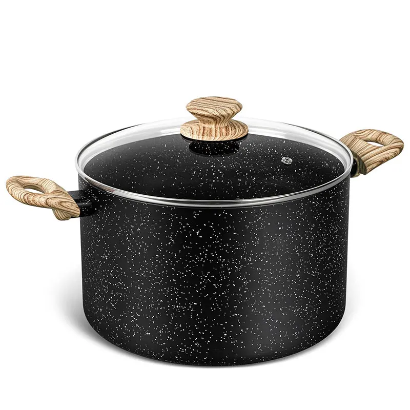 Nonstick Stock Pot 5 Quart Granite Large Soup Pot Pasta Cooking Pot with Glass Cover Induction Pots Kitchen Cookware Black Nonstick Stock Pot 5 Quart Granite Large Soup Pot Pasta Cooking Pot with Glass Cover Induction Pots Kitchen Cookware Black