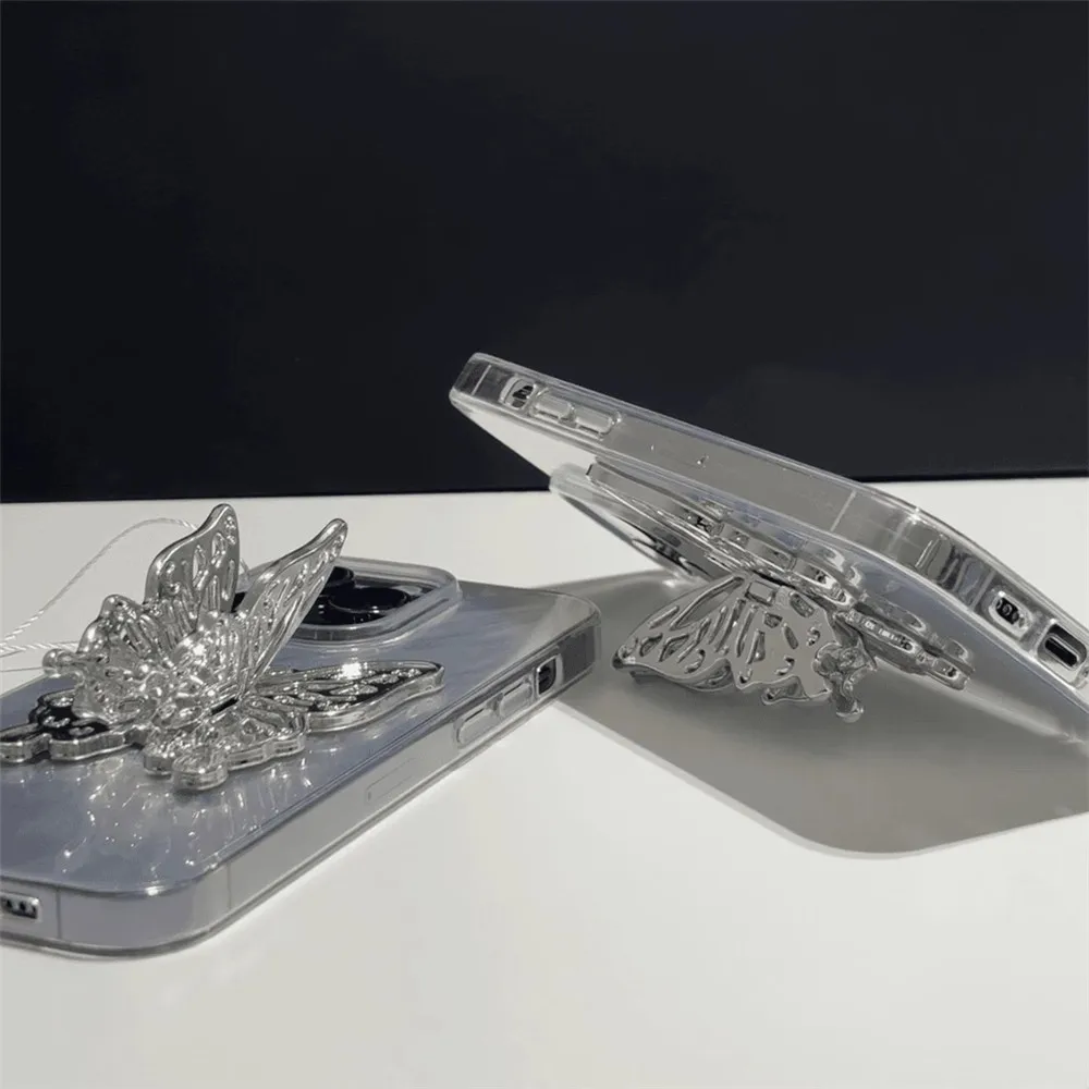 Glitter Butterfly Stand Phone Case - Shockproof Cover