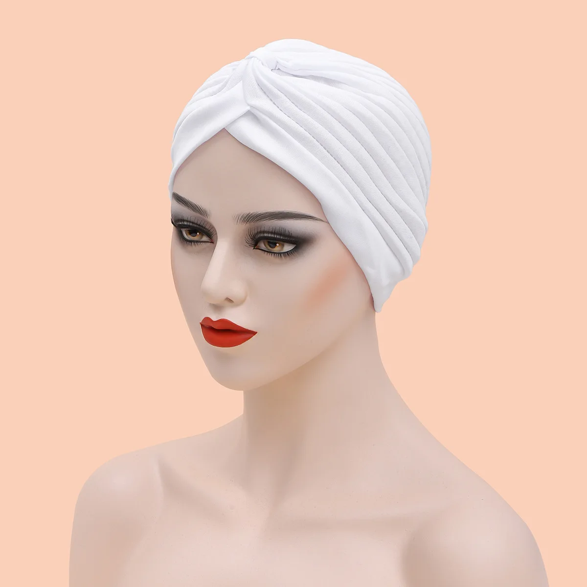 Women Muslim Hood Cap Pure Color New Lady Headscarf Hats Female Stitching Forehead Cross National Caps Girls Indian Hats 2