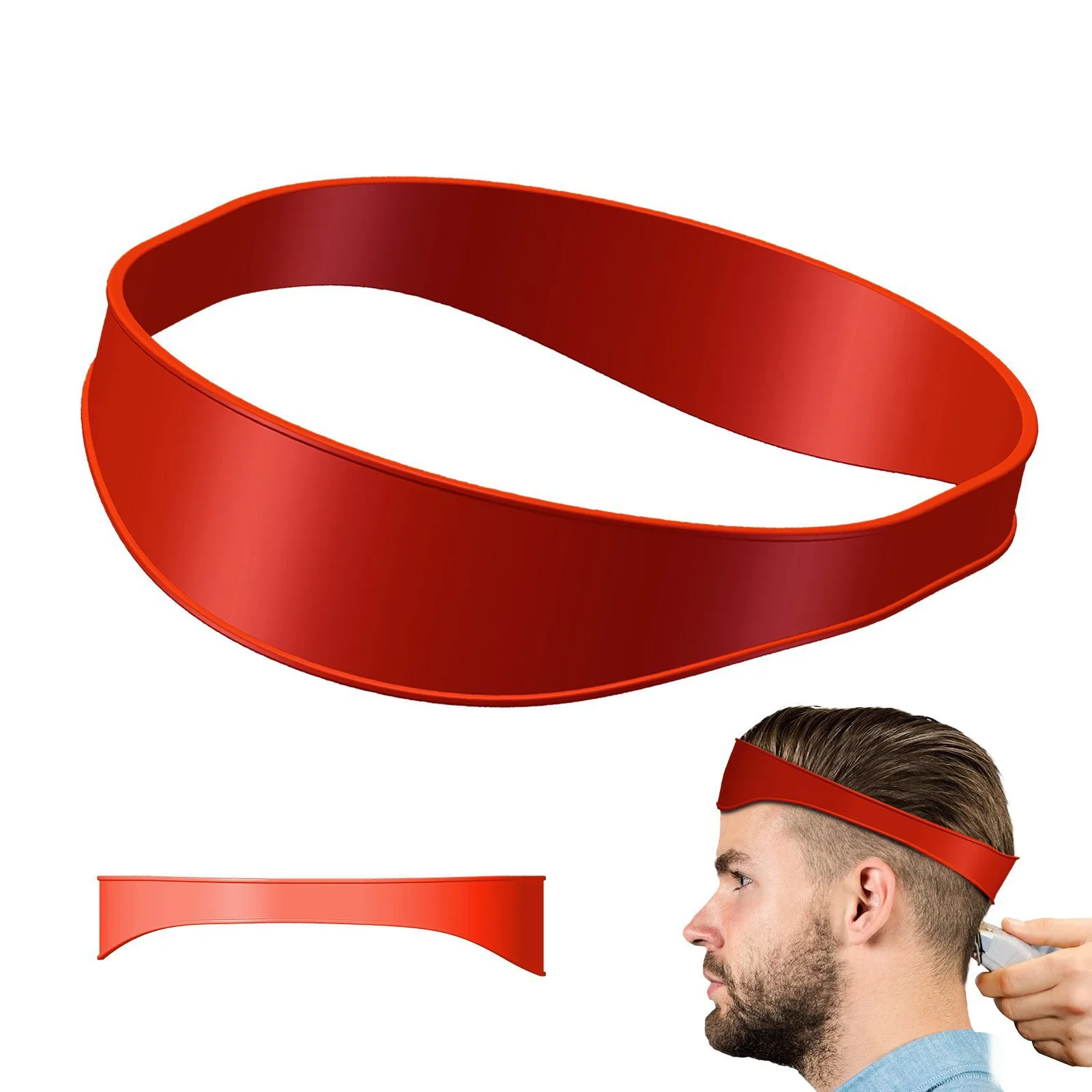 Haircut Template Curved Silicone Hair Straps Collar Shave Template Hair Trimming Guide Barber Tools