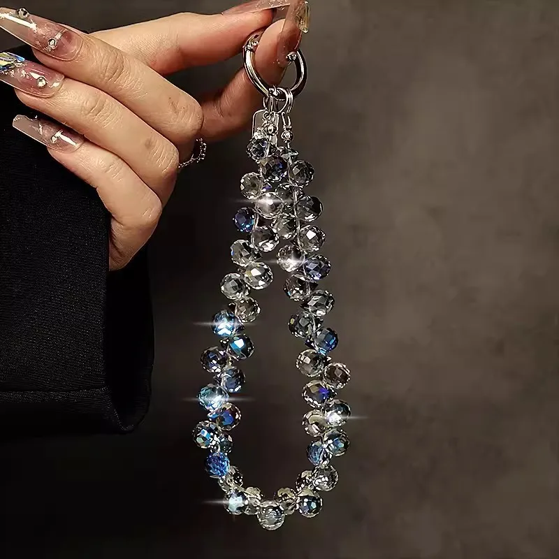 Luxury Sparkling Diamond Crystal Bead Wrist Strap - Portable Phone Charm Clip