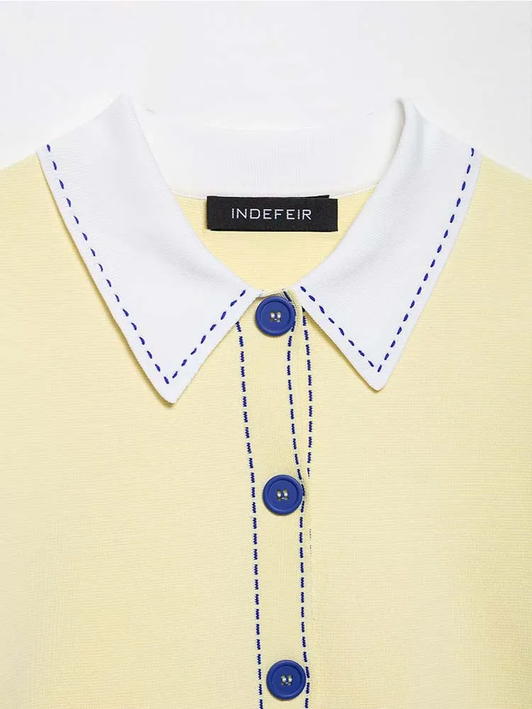 2025 Women's  Short-Sleeved POLO Shirts Summer Ribbing Knitted Tops Daily Casual Women Elegant Short Top