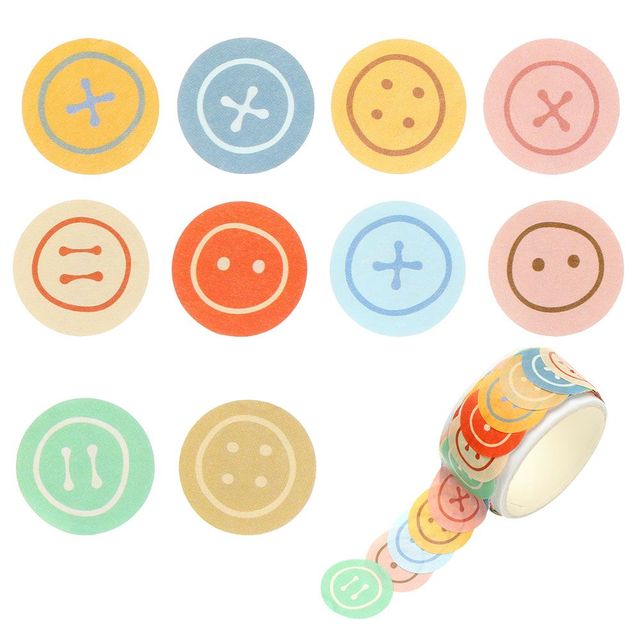 Pcs/pack Round Stickers Dot Paper tape Kawaii Fruit Animals Face Dot Washi Stickers For DIY Crafts Scrapbooking Decorative