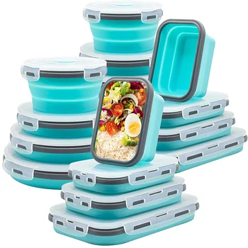 Récipients pliables en silicone pour la conservation des aliments, bols pliables en silicone pour la cuisine, boîtes à lunch en silicone, résistants aux micro-ondes et au congélateur. 1