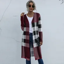 

Women's Autumn Plaid Fashion Unbuttoned Straight Cardigan Jacket Women Cardigans Cardigan Crop Top