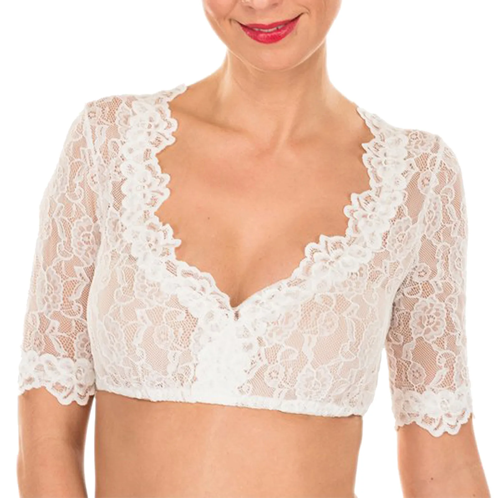 White Traditional Blouse Bavarian Oktoberfest Costume Wrap Crop Top Women Floral Lace Vintage Sexy Shirt BeerLace Dirndl Elegant women blouse