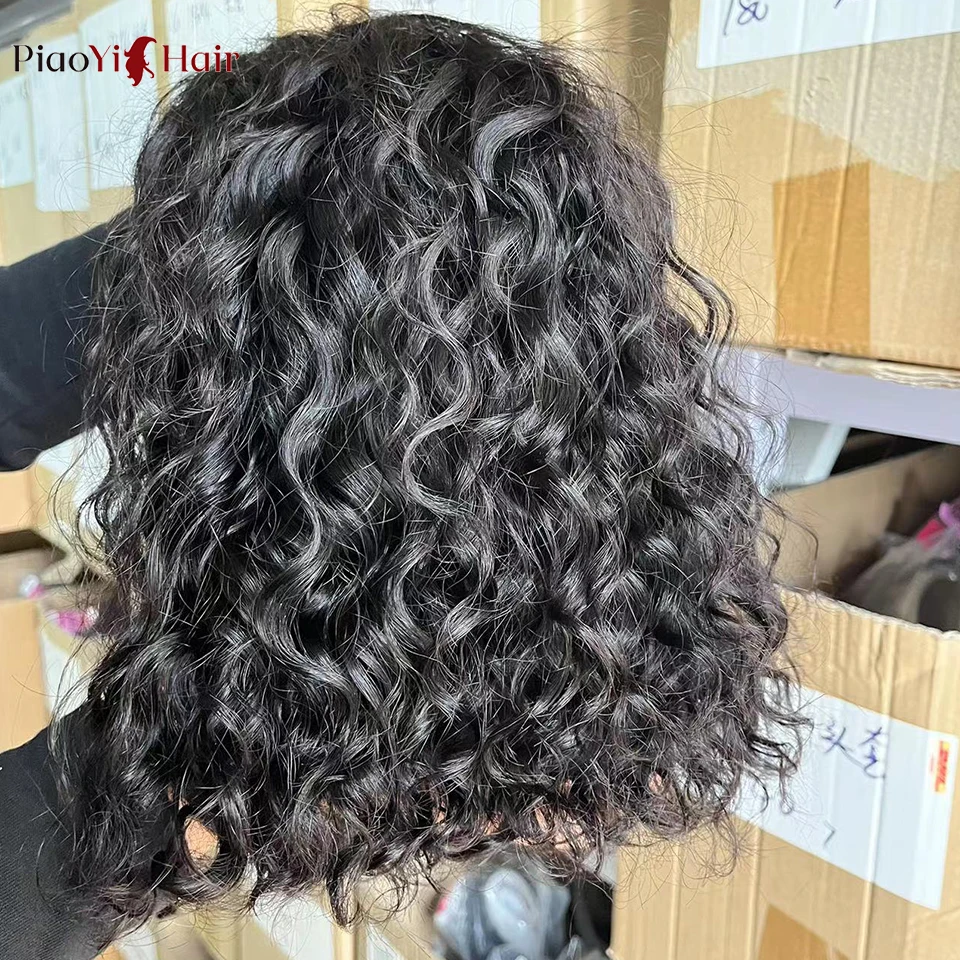 200 Density Water Wave Wigs Bob Wig Human Hair Glueless Wig Human Hair Ready To Wear Wig Pre Cut 4x4 Closure Wigs For Women