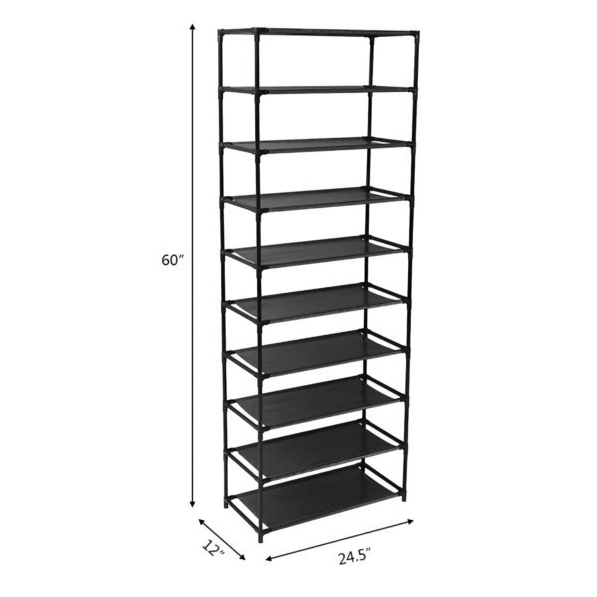 10 Tier Stackable Shoe Rack Storage Shelves - Stainless Steel Frame Holds 50 Pairs Of Shoes 4