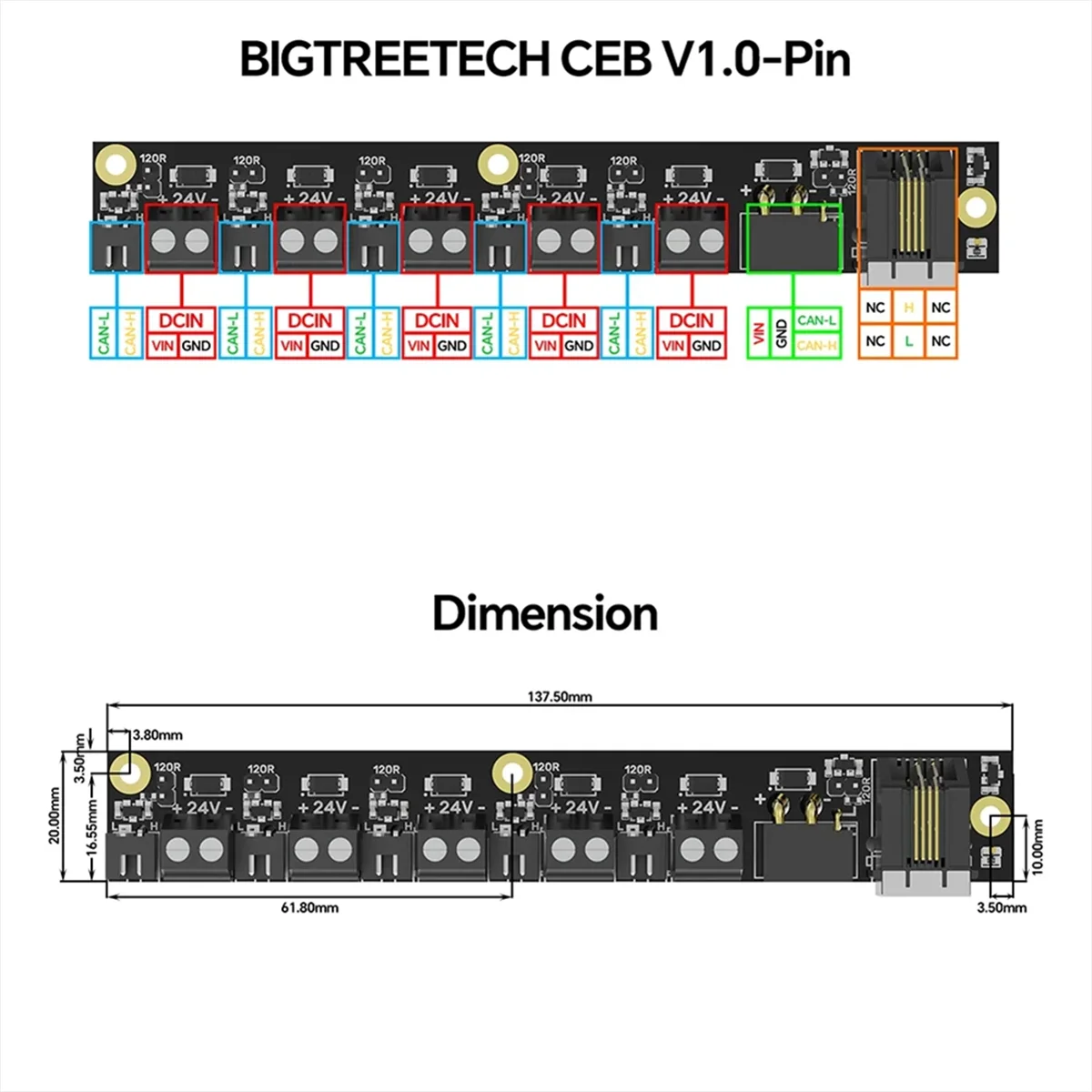BIGTREETECH CEB CANbus Expand Board Rich CAN Interface Easy Installation for Klipper Octopus Motherboard Aluminum Profiles