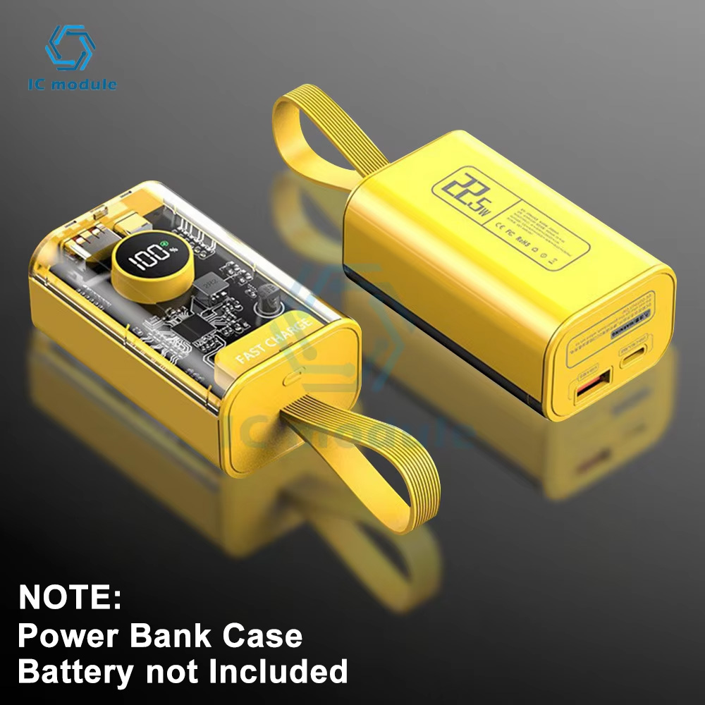 DIY Power Bank Case 18650/21700 Mobile Power Supply Shell 22.5W Fast Charging Transparent Shell Mobile Power Supply Diy Kits