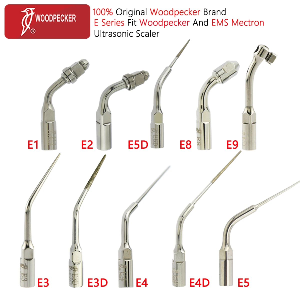 

Woodpecker Ultrasonic Scaler Tips E Series For EMS Mectron Dentist Toos Dentistry Medical Accessories Fit EMS Mectron Scaler