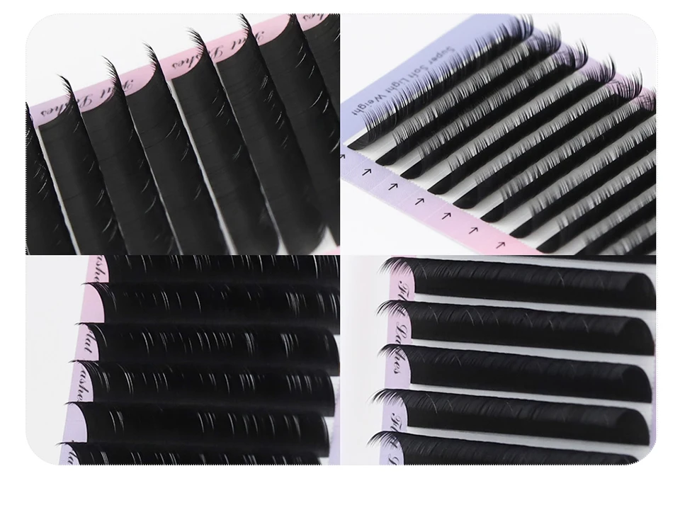 Ultraweiche Ellipse-Kaschmir-Wimpern, künstlicher Nerz, dunkelschwarz, flach, klassische Wimpern, 0,15 mm, 0,20 mm, geteilte Spitzen, natürliche Wimpernverlängerungen – Detail 13