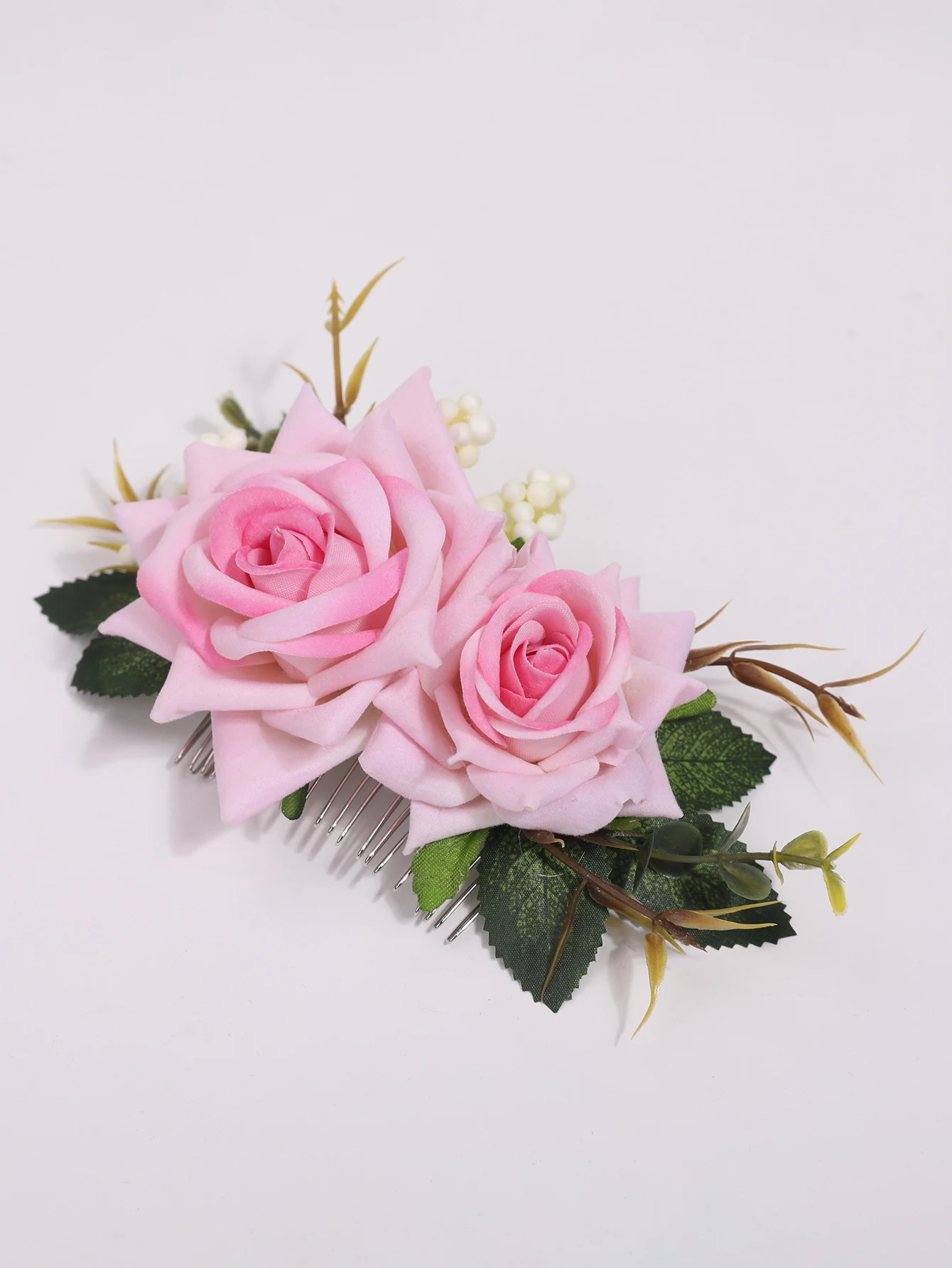Handgefertigte Große Blumen-Haarspange mit Roter Rose, Chinesischer Stil, Hochzeits-Braut-Haaraccessoire, Edle Kopfbedeckung für Bräute – Detail 11
