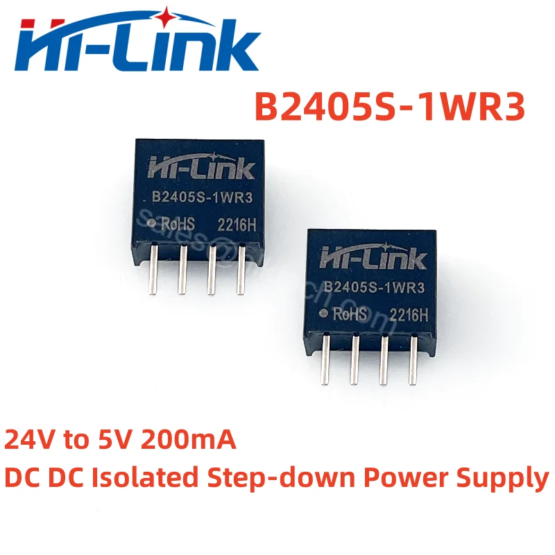 

Hilink 10pcs/Lot B2405S-1WR3 24V to 5V 200mA DC DC Isolated Step-down Power Supply Module Low Ripple Household Intelligent