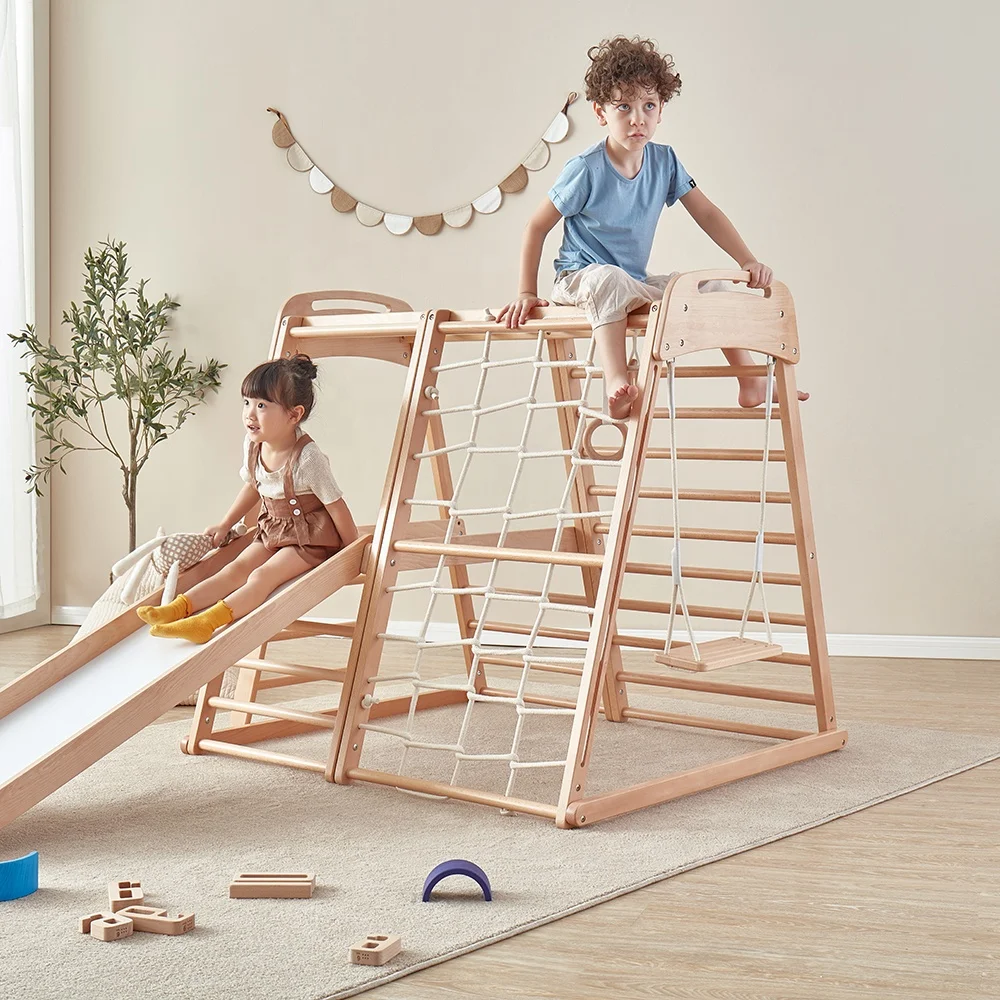Kids Wooden Climbing Frames Indoor Playground Exercise Equipment Toys