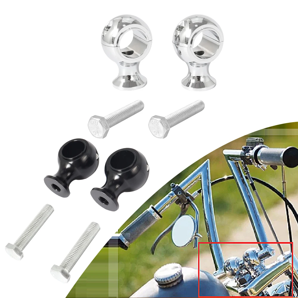 Black/ Chrome Manubrio Riser Kit Moto Fat Round Handle Bar Heigh Up Clamp Per Harley Touring Dyna Fat Bob Chopper Bobber