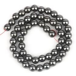 Elegant Silver - Gold Hematite Natural Stone Beads for DIY Jewelry and Accessories, 15'' Strand, 2 - 10mm (Black Round)