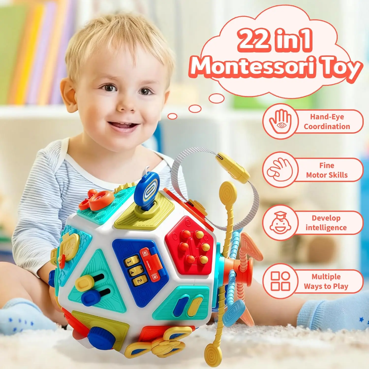 22 In 1 Montessori Baby Busy Board Cube Sensory Toys Toddler Educational Travel Lock Box Fine Motor Skill Learning_voghion.com