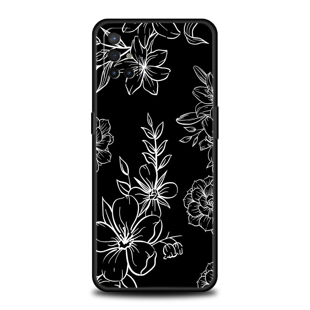 Elegant Black Floral Silicone Phone Case – Durable Protective Cover