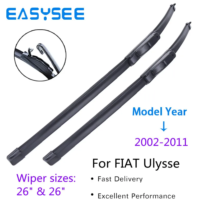 

EASYSEE Windscreen Front Wiper Blades for FIAT Ulysse Fit Hook Arms 2002 2003 2004 2005 2006 2007 2008 2009 2010 2011