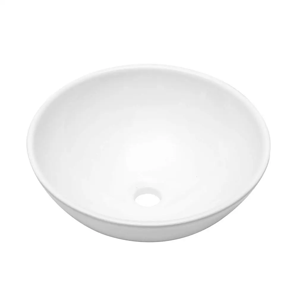 Modern Round White Ceramic Bathroom Vessel Sink 13 Inch Above Counter Installation 6