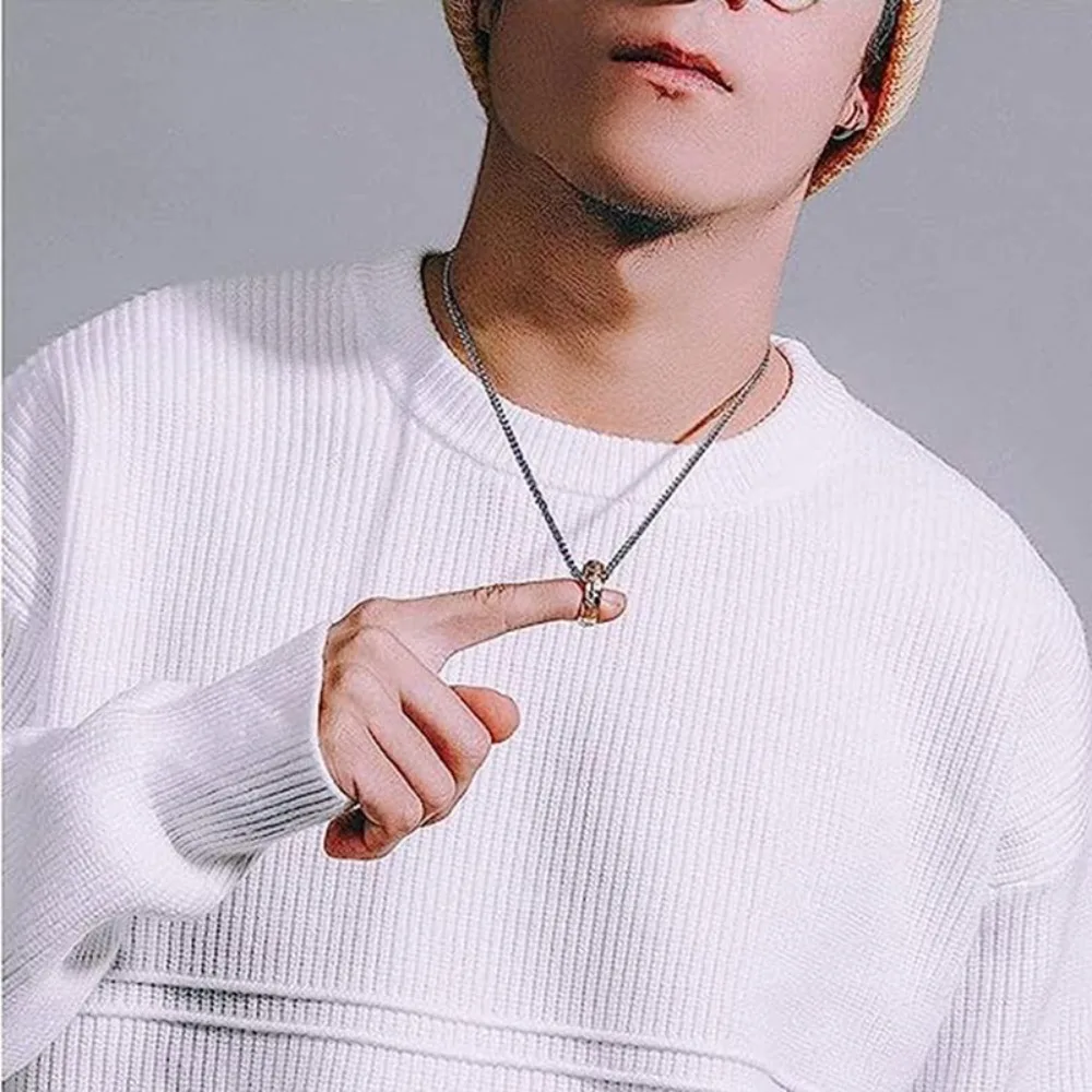 Engraved  Stainless Steel The Ring Pendant Necklace One pc Ring Necklace for Men Women Girls Teens