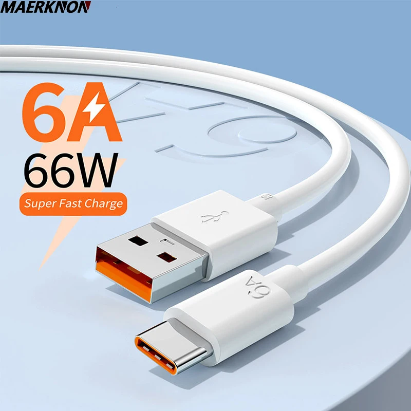 6A USB Type C Cable For Samsung s21 s20 Xiaomi 12 Huawei mate 40 50 Mobile Phone Macbook iPad Fast Charging 66W |
