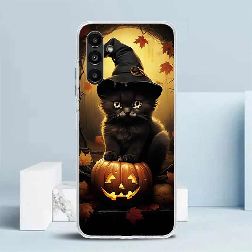 Spooky Black Kitten & Pumpkin Halloween Phone Case