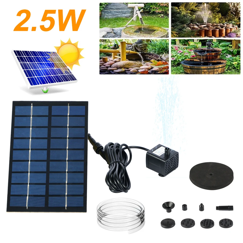 2.5W Solar Fountain Pump solar fountain solar fountain pump water fountain garden pond fountain solar water pump For Bird Bath with 6 Nozzles Floating Solar Powered Water Fountain for Garden Pools Ponds Fish Tanks