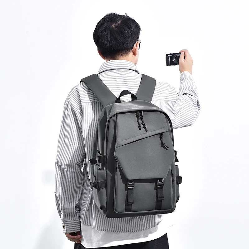 Men's fashionable solid color backpack-lightweight and durable, suitable for sports,travel,and commuting,with laptop compartment - 6
