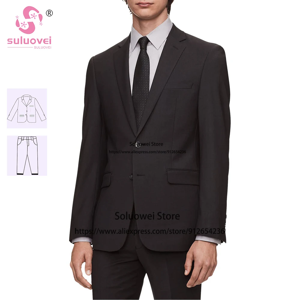 

Classic Slim Fit Suits For Men Performance 2 Piece Pants Set Formal Grooms Wedding Party Tuxedos Blazer Terno Masculino Completo