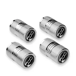 Set of 4 Universal Car Tire Valve Caps - Enhanced Wheel Rim Stem Covers (Silver 500)