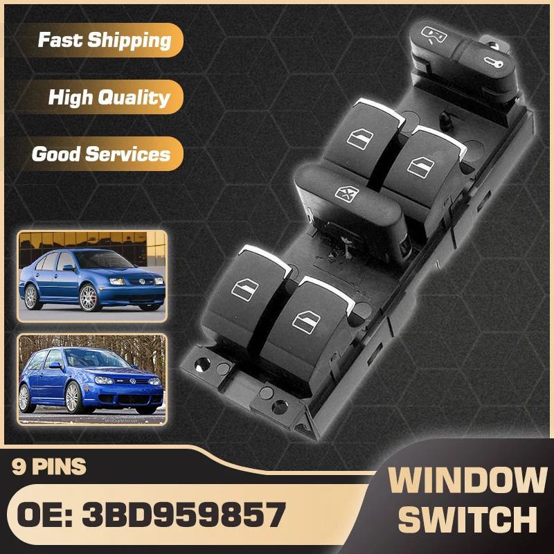 Interruttore Principale Alzacristallo Elettrico Per Vw Volkswagen Jetta Volkswagen Golf Volkswagen Gti 1998-2005 Mk4 3 Bd959857 9 Pin