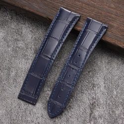 Premium Genuine Leather Waterproof Watch Strap - 22mm (Blue - strap)