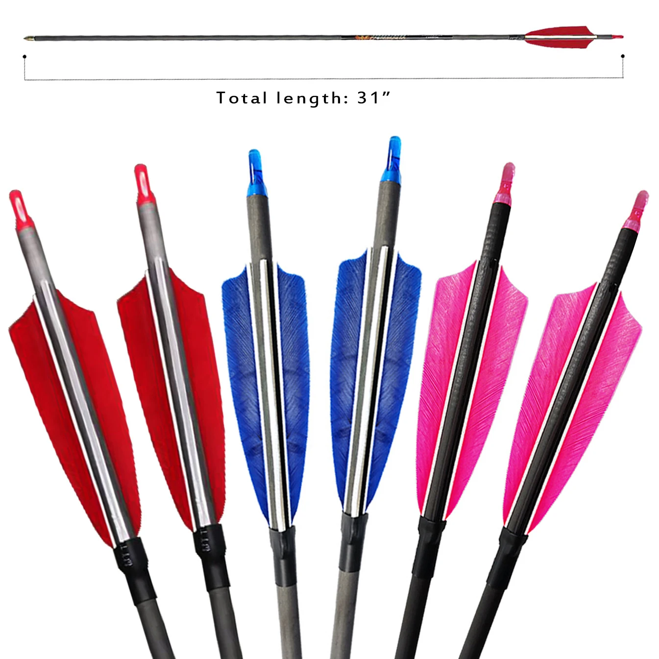 Flèches Carbone 30 Pouces Spine 500 ID 6.2mm – Tige Carbone Pour Cible Ou Chasse, Fait Main (lot De 6/12/24)