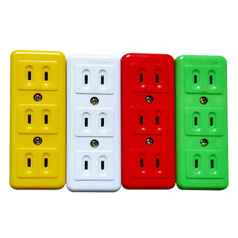 1PCS America Japan Bakelite 3 Way Power Strip Wireless Socket Converter US Wire Extension Drag Strip 2 Pole Line Board 10A 125V