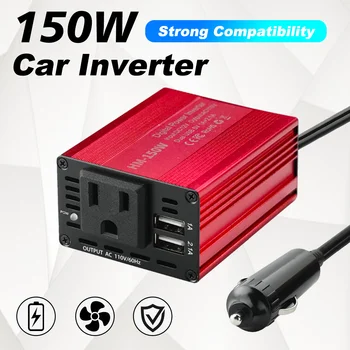 150W Car Inverter DC 12V a US AC 110V Uscita 60hz Doppio USB Adattatore per auto Convertitore Caricatore automatico Presa US Trasformatore di tensione