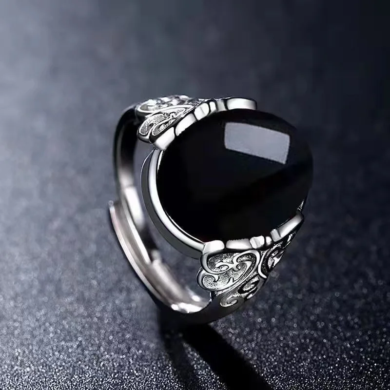 Crystal Rings Stone Rings Fashion Rings Fashion Ring Finger Rings Metal Rings Wu's Red Agate Chalcedony Ancient Silver Color Open Ring Female Crown Rhinestone Ring Hollow Butterfly Adjustable
